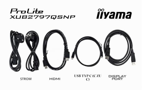 iiyama Prolite XUB2797QSNP-B1 68,5cm 27" IPS LED-Monitor WQHD 100Hz HDMI DP-in/Out DaisyChain USB3.2 USB-C Dock 96W LAN KVM-Switch Slim-Line Höhenverstellung Pivot AdaptiveSync schwarz