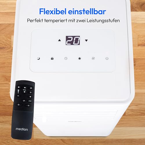 MEDION Mobile Klimaanlage mit Abluftschlauch E701 (7000 BTU, mobil, inkl. Fensterabdichtung, bis 25m², 3in1 Kühlen Entfeuchten Ventilieren, Schlafmodus, MD 37730)