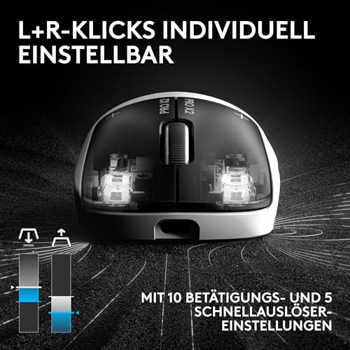 Logitech G PRO X2 SUPERSTRIKE LIGHTSPEED kabellose Gaming-Maus | Super schnell, äußerst leicht (61 g), anpassbare Klick-Haptik, USB-C-Aufladung, für PC/Mac/Laptop - Weiß