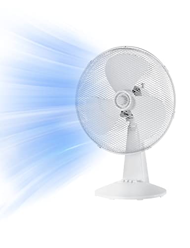 Midea FT40-21M Tischventilator, 40 W, Durchmesser 40 cm, leiser Ventilator mit 3 Flügeln, 3 Geschwindigkeitsstufen, 80°-Oszillation, Weiß
