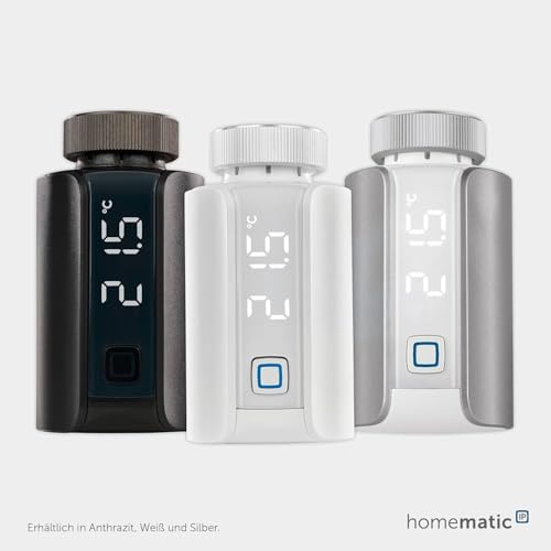 Homematic IP Heizkörperthermostat – Evo, Silber | Smart Home, digitaler Thermostat Heizung, App-Steuerung, Alexa/Google Home, einfache Installation, Energie sparen, 156650A0