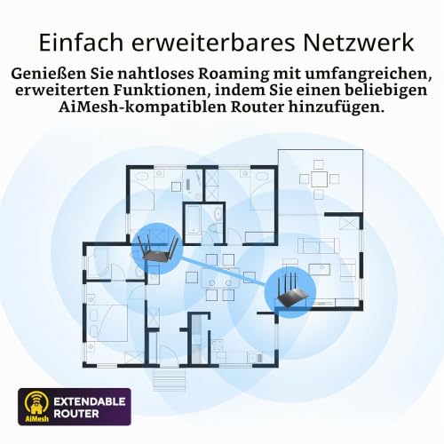 ASUS RT-AX52 AX1800 AiMesh kombinierbarer Router | WiFi 6, 1800 Mbit/s, Instant Guard, integriertes VPN, WPA3