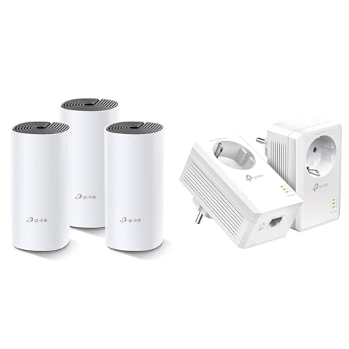 TP-Link Deco M4 Mesh WLAN Set (3er Pack) & Powerline Adapter Set TL-PA7017P KIT