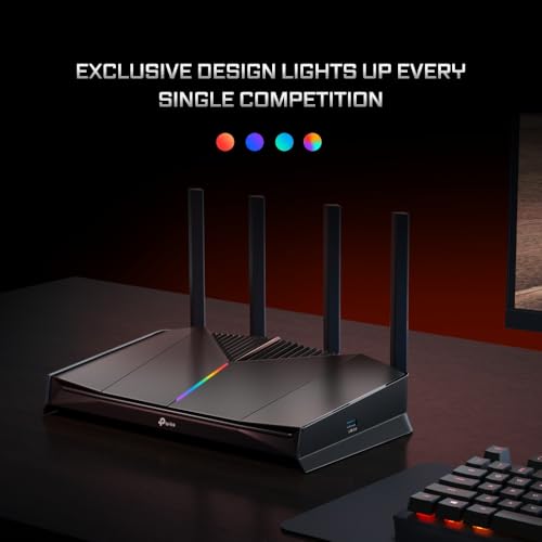 TP-Link Archer GE230 Wi-Fi 7 Gaming Router, Dual-Band WLAN BE3600, 2 × 2,5 Gbit/s-Ports + 3 × Gigabit-Ports, MLO, HomeShield, USB 3.0, EasyMesh, Gamers Private Network, Nahtlose RGB-Beleuchtung