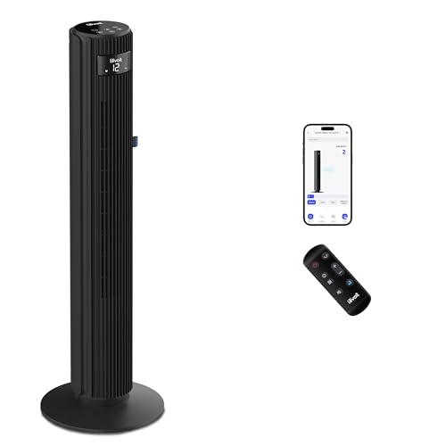 Levoit 25dB leiser WLAN Turmventilator, 7,9m/s Kühlwind mit Sprachsteuerung | DC Motor Ventilator, App, 12 Stufen, 4 Modi, Oszillation und 12 Std Timer, leise Kühlung für Schlafzimmer und Zuhause