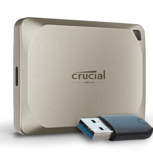 Crucial X9 Pro für Mac 1TB Externe SSD Festplatte mit USB-A Adapter, bis zu 1050MB/s Lesen/Schreiben, Mac Ready, Wasser- und Staubgeschützt (IP55), USB-C 3.2 Portable SSD - CT1000X9PROMACSSD9B02