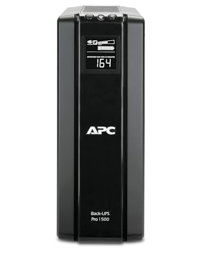 APC Back UPS PRO USV 1500VA Leistung - BR1500G-GR - inkl. 150.000 Euro Geräteschutzversicherung (6-Schuko Ausgänge, Stromsparfunktion, Multifunktionsdisplay)
