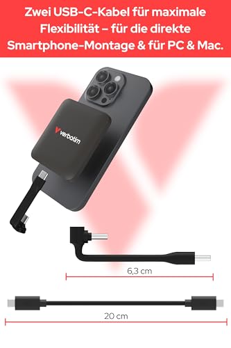 Verbatim Snapback Externe SSD 512GB MagSafe USB 3.2 Gen 2x2 2000 MB/s Mocha | Unterstützt Apple ProRes 4K, bis 2000MB/s Lesen & Schreiben,Externe Festplatte mit 2 USB-C-Kabel, für iPhone,Android,PC & Mac