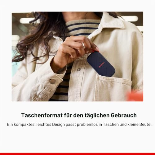 SanDisk Portable SSD 500 GB (USB Type-C, mit Laptops und Tablets kompatibel, bis zu 1.000 MB/s, Taschenformat, bis zu 2 Meter Fallschutz)