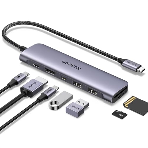 UGREEN USB C Hub HDMI 4K, Multiport Adapter mit SD/TF Kartenleser | Revodok 1071 mit PD 100W, USB 3.0 Datenports, für iPhone 17/16, MacBook Neo, iPad, Surface Laptop, Galaxy S24, Steam Deck