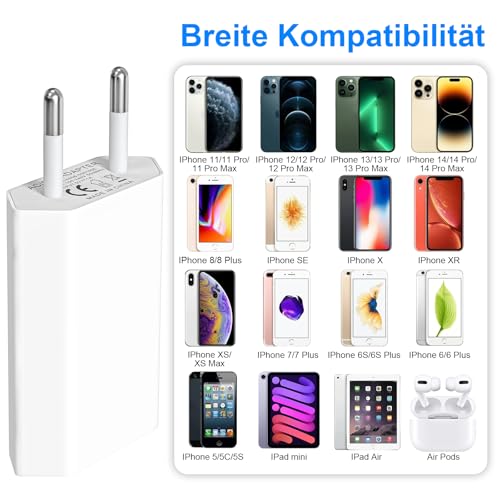 USB-Stecker, (2 Pack) USB-Netzstecker, für iPhone 11, 8, 7, 6, 6S, XR, XS, X, SE, Android, Samsung, Xiaomi, Huawei, Motorola, Sony, LG Smartphones, Kameras, MP3 usw, Universal 5V 1A Power Adapter