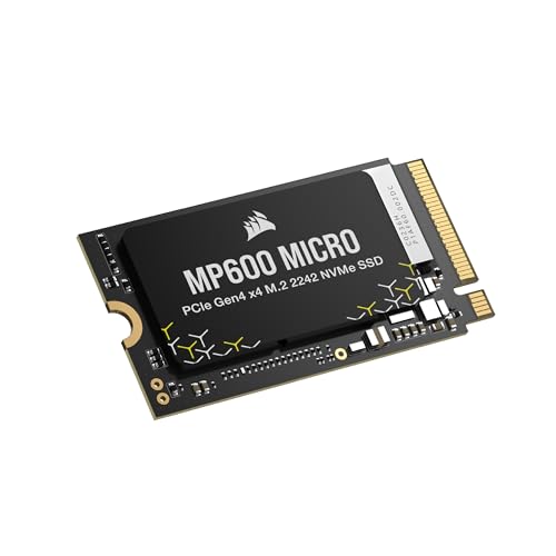 Corsair MP600 Micro 2TB M.2 NVMe PCIe x4 Gen4 SSD – M.2 2242 – Bis zu 7.000MB/Sek. Sequentielles Lesen – Hohe Dichte 3D TLC NAND – Kompatibel mit Lenovo Legion Go und Dünne Notebooks – Schwarz