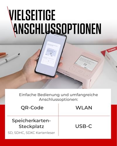 Canon SELPHY CP1500 Mini Fotodrucker für Handy, WLAN + Papierset | Thermodrucker für Sticker und Postkarten; WLAN und USB-Direktdruck, SELPHY Foto Layout App