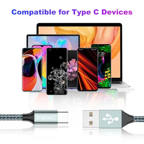 GIANAC USB C Kabel, [2 Stück 2m] 3.1A Ladekabel USB C Ladekabel | USB A auf USB C Schnellladekabel für iPhone 17 Pro Max/16/15 Serie Samsung Galaxy S23 S22 Note 10 Google Pixel 7 Xiaomi