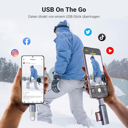 UGREEN 10Gbps USB C Adapter USB C auf USB OTG Adapter 2 Stück (Grau) | USB C 3.2 Stecker auf USB A Buchse Adapter kompatibel mit MacBook Air, iPhone 17/16 Series, iMac, iPad, Galaxy A17/A57/S26