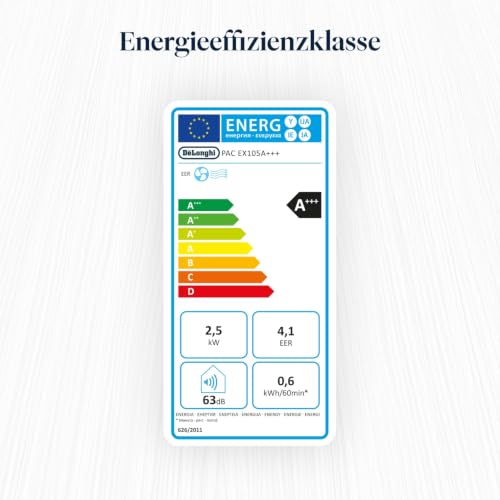 De'Longhi Pinguino - Mobiles Klimagerät, für Räume bis 30 m², mit Luftentfeuchter & Ventilator, 10000 BTU, Leiser Betrieb, Eco-Real-Feel, Fernbedienung, Timer, Energieeffizienzklasse A+++ (PACEX105)