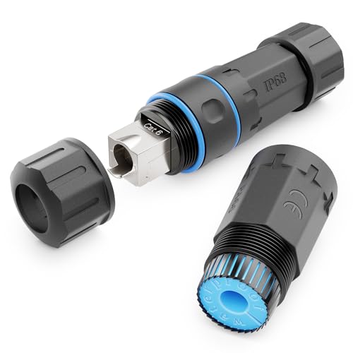 deleyCON CAT6 LSA Outdoor Netzwerkkabel Kupplung IP68, 1 Stück - Schwarz