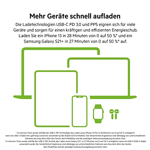 Belkin 65-W-USB-C-Ladegerät mit 2 Ports, Schnellladen mit Power Delivery 3.0 und GaN-Technologie für MacBook Pro, iPhone 17, iPhone Air, iPad, Galaxy S25, Pixel 10, Laptop, usw - Weiß