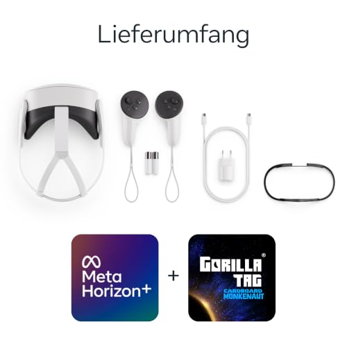 Meta Quest 3S 128 GB | VR-Headset – 33% mehr Speicher – Doppelte Grafikleistung – Virtual Reality ohne Kabel – Gorilla Tag Cardboard Monkenaut Bundle – Amazon Exclusive