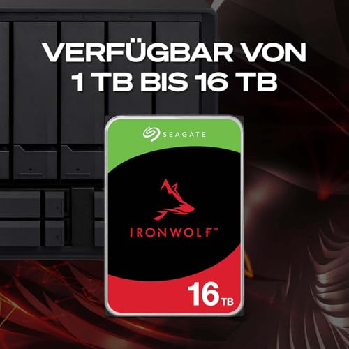 Seagate 8TB IronWolf Interne NAS-Festplatte | SATA 6 Gb/s (ST8000VNZ02) | 5400 U/Min. 24/7 NAS-optimierte HDD. AgileArray, All-CMR, RV-Sensoren für Multi-Bay, 180TB/Jahr. 3 Jahre Garantie + Rescue