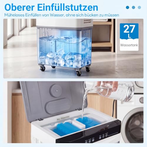 COSTWAY Luftkühler mit Wasserkühlung, mobile Klimaanlage ohne abluftschlauch leise, Kühlventilator mit Wassertank, 12H Timer, 2 Modus, Verdunstungskühler mit Rollen (49 x 31 x 109 cm)