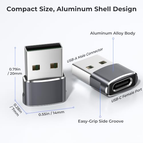 Basesailor USB auf USB C Adapter für iPhone 18 17e 16 Pro Max Duo Charger | Typ C Buchse zu USBA Stecker Ladegerät Netzteil für Apple 15 14 Plus,iPad 10 Mini 7 Air 6,Apple Watch 12 11 10,Samsung S26 25