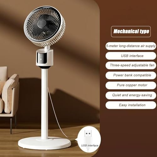 Gungtj Bodenventilator, leistungsstark, leise Kühlung, Luftzirkulation, betriebener Ventilator, Luftzirkulator, für Zuhause, Schlafzimmer, Wohnzimmer, Büro, Studentenwohnheim, Wohnung, Innen- und
