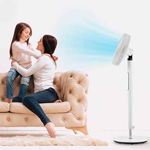 VIOLA Leiser Standventilator mit Fernbedienung, leistungsstarker digitaler Motor, geringer Stromverbrauch, 19 W, 7 Flügel, 9 Geschwindigkeiten, Oszillation 120 °, vertikale Drehung, Turbo, Timer