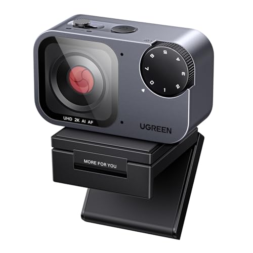 UGREEN FineCam Pro 2K, Autofokus, KI-Gestensteuerung, mit Objektivdeckel | USB-C Wecbam, 2K 30FPS, Face AE, KI-Rauschunterdrückung, Filteroptionen, Porträtmodus, Stativ, PC Kamera für Laptop/Switch 2