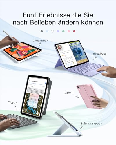 Inateck Hülle mit Tastatur für iPad 11(A16)/10. Gen, Ultraleicht 450g