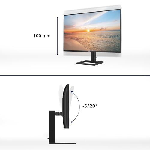 PHILIPS 27E1N1600AM - 27 Zoll Quad HD Monitor, Lautsprecher, höhenverstellbar (2560x1440, 100Hz, 1x HDMI 1.4, 1x USB-C (65W PD), USB Hub) schwarz