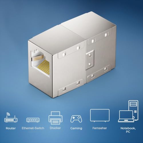 deleyCON RJ45 Kupplung 1000 Mbit Gigabit LAN Adapter, 1 Stück