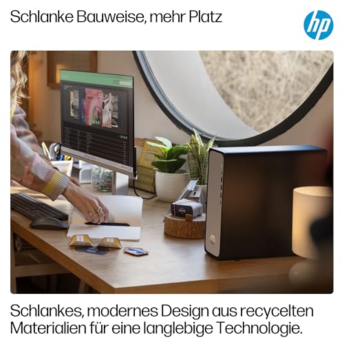 HP OmniDesk Slim Desktop S03-0250ng, Intel Core i5-14400, 16 GB DDR5 RAM, 512 GB PCIe Gen4 SSD, Intel UHD Graphics 730, Windows 11 Home, Wi-Fi 6, USB Type-C, Meteor Silver/Jack Black