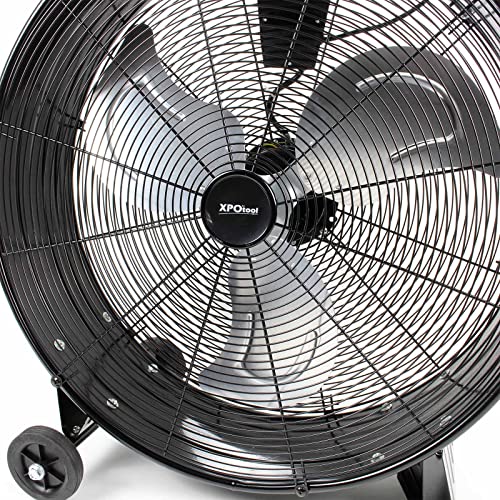 Wiltec Trommelventilator 60 cm 180 W Bodenventilator mit Kabel und Räder, 3 Geschwindigkeitsstufen, Windmaschine