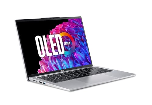 Acer Swift Go 14 OLED (SFG14-73-791J) Ultrabook/KI Laptop, 14" WQ2.8K OLED Display, Intel Core Ultra 7 155H, 16 GB RAM, 1 TB SSD, Intel Arc Grafik, Windows 11, QWERTZ Tastatur, Silber