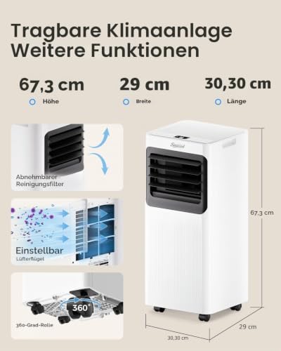 Tragbare Klimaanlage 16000 BTU für große Räume bis zu 750 Quadratmeter Ft., 5-in-1 Smart AC mit WLAN-App, Fernbedienung, schnelle Kühlung, Luftentfeuchter