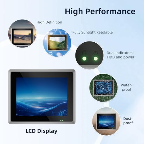 NORQIN 17-Zoll Lüftungsloser Industrie Panel-PC,IP65 All-in-One Computer | 10-Punkt Kapazitives Industrie-Touch-Panel,Windows 10 Pro,HDMI/COM/USB,für Automatisierung,Kiosk(I3-7100U,8G RAM 256G SSD)