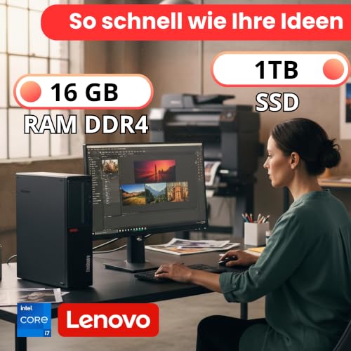 Lenovo ThinkStation Intel i7 8700 12-Thread 4.60 GHz Business Office Multimedia Computer mit 3 Jahren Garantie! - 16 GB - 1000 GB SSD - USB 3.0 - WLAN - Windows 11 Prof. 64-Bit - #8268