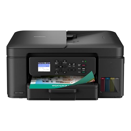Brother DCP-T780DW Kabelloser Tintenstrahldrucker A4 | 3-in-1 (Drucken/Kopieren/Scannen) | WLAN/USB 2.0 | ADF | A4 | Duplexdruck | Fotos | Inklusiv Hochbox-Tinten | Stecker