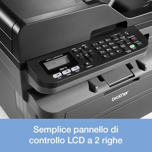 Brother MFC-L2835DW, 4-in-1 S/W-Laserdrucker, ADF, Duplex, 32 Seiten/Min. | 2-zeiliges LCD, Kassette 250 Blatt, WLAN, LAN und USB, Starttoner für 1.200 Seiten