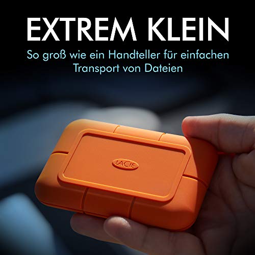 LaCie Rugged SSD externe SSD 1TB, 2.5 Zoll, PC & Mac, inkl. USB-C w/o USB-A Kabel, inkl. Rescue Service (STHR1000800)
