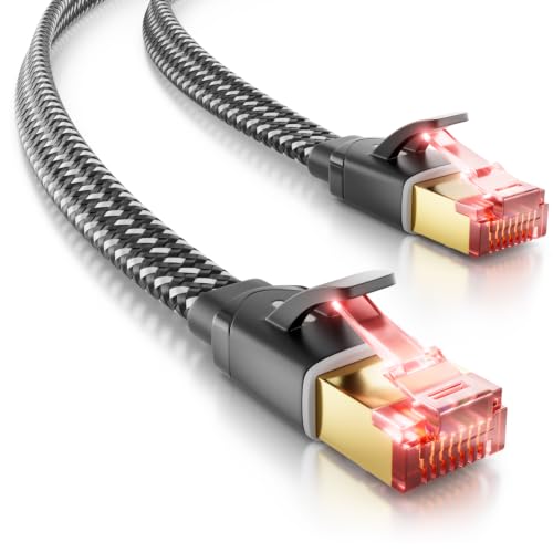 deleyCON 1m Cat7 Flach Nylon Netzwerkkabel RJ45 10 Gbit/s - Schwarz