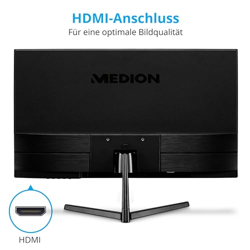 MEDION P52218 (MD 20150) 54,6 cm (22 Zoll) Full HD Widescreen Monitor (FHD, 16:9, HDMI, VGA, Anti Flicker, Anti Glare, Anti Blue-Light, mehrsprachiges Menü) schwarz