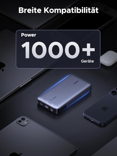 UGREEN Nexode Power Bank 25000mAh 145W, 2x USB-C+1x USB-A, Space Grau | USB-C Port max. 140W (PD3.1), für Reisen/Büro, Laptop/Handy-Aufladung, Kompatibel mit MacBook, Dell, iPhone, Galaxy Serie