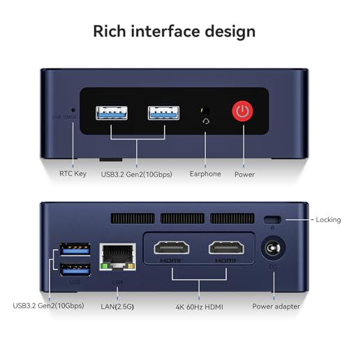 Beelink Mini S12 Mini PC, Intel N95(4C/4T, bis zu 3.4Ghz) 8G DDR4 480G SSD | Mini Computer Windows 11 Home, 4K Dual HDMI, 25W TDP/WiFi 5/BT4.2/RJ45 2.5G Office Mini Desktop
