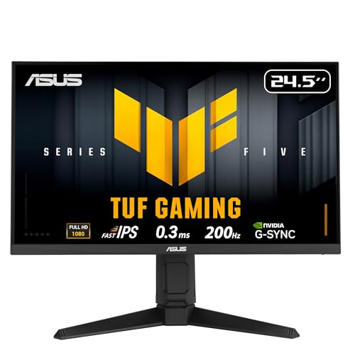 ASUS TUF Gaming VG259QL5A 25 Zoll Full HD Fast-IPS 200Hz Monitor | 1920 x 1080, ELMB Sync, 0,3ms Reaktionszeit, Lautsrecher, HDMI, DisplayPort