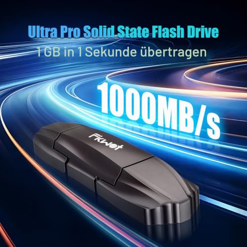 Fikwot FU388 1TB Portable SSD, USB 3.2 Gen2 bis zu 1050MB/s, Externe SSD mit USB A und Typ-C, Externe SSD-Festplatte für iPhone15/16/Android/PC/Mac