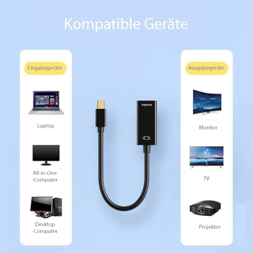 Leloco 4K Mini DisplayPort auf HDMI Adapter,Mini DP auf HDMI Adapter Konverter Konverter Für Thunderbolt 2, MacBook Pro, MacBook Air, iMac, Surface Pro Mehr Schwarz