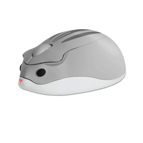 Justdfine Hamster Form Kabellose Maus Computer Maus 1200DPI niedlich Cartoon Leise Funkmaus für Kinder Tragbare Wireless Mouse für Links und Rechtshänder, PC/Laptop/Windows/Linux, Geschenk Grau