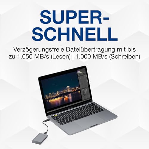 LaCie Mobile SSD Secure 500GB, 10Gbps USB 3.1 Type C, PC Mac iPad & iPhone, Space Grey, Includes Data Rescue Service (STKH500800)